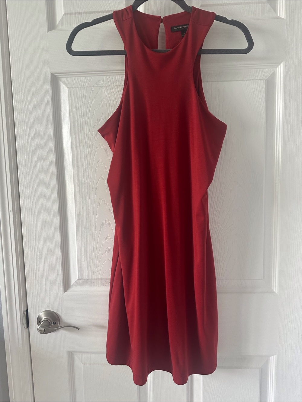 Banana Republic Crimson Red High-Neck Mini Dress